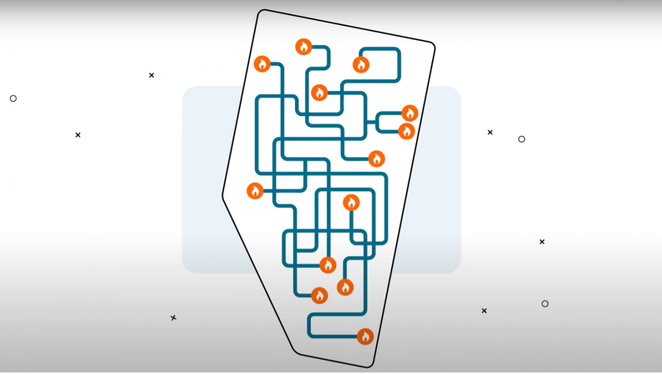 Map of Alberta with a graphic of connection points